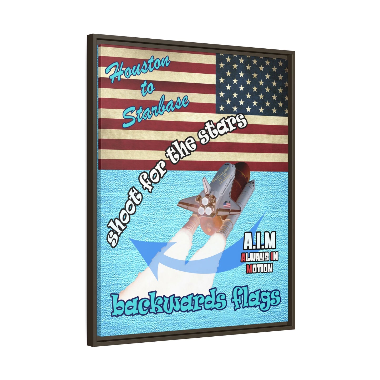 shoot for the stars - framed canvas art (faded blue)