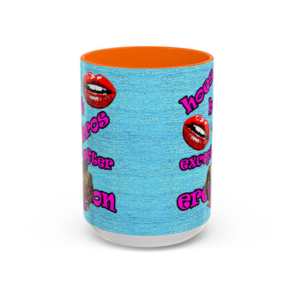 hoes b4 bros - Accent Mug (faded blue)