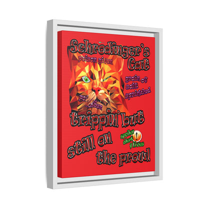 schrodinger's cat - framed canvas art (red)