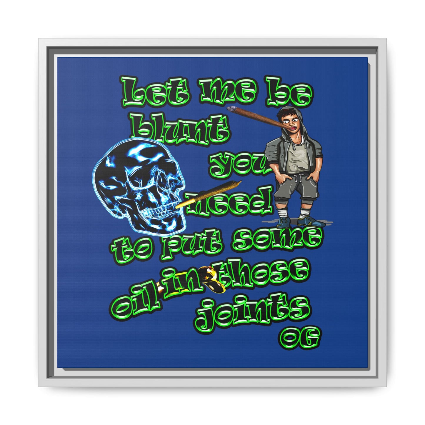og - framed canvas art (dark blue)