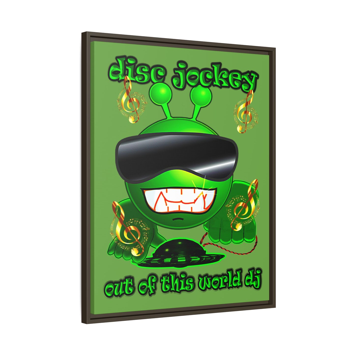 disc jockey - framed canvas art (green)