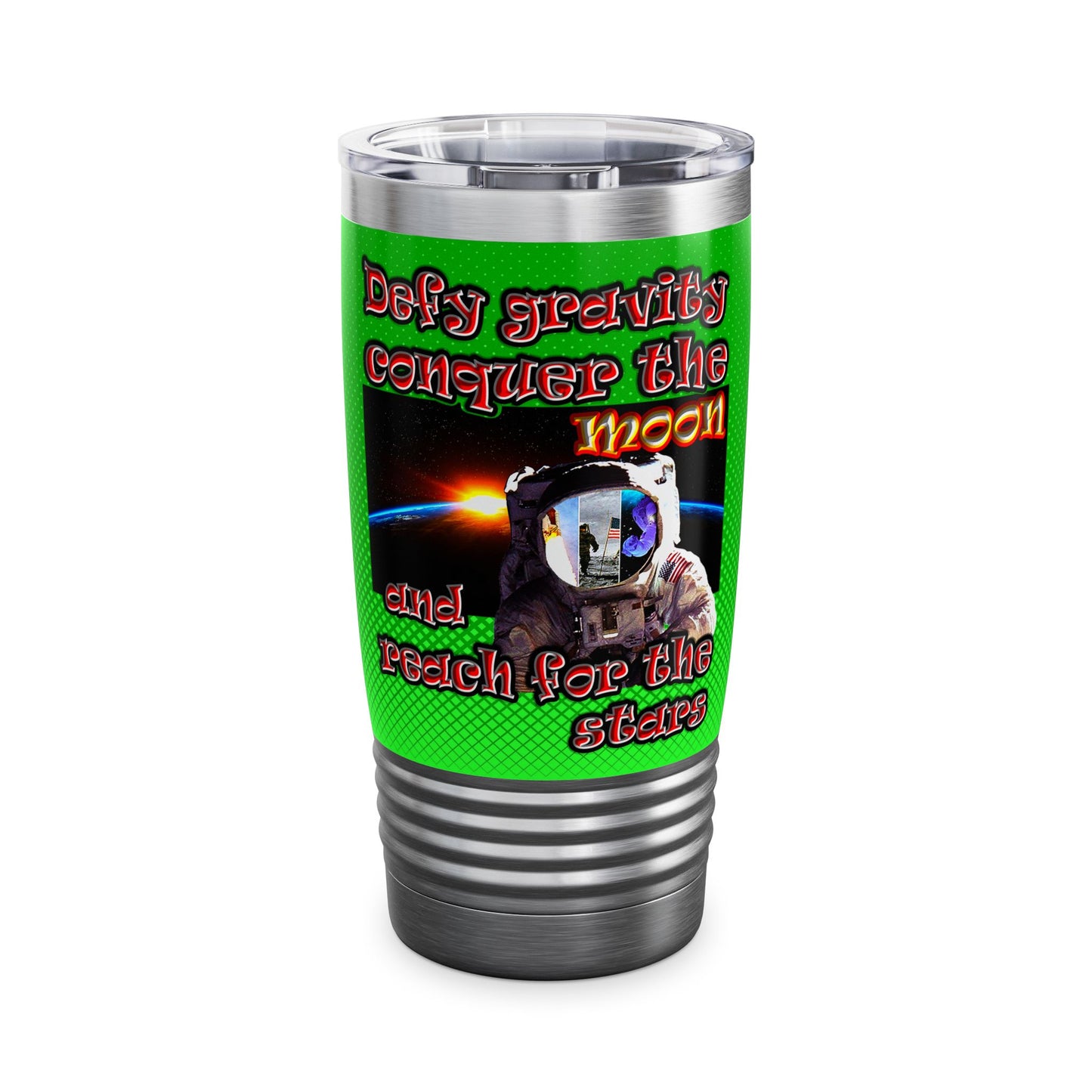 defy conquer reach - Ringneck Tumbler, 20oz (logo green)