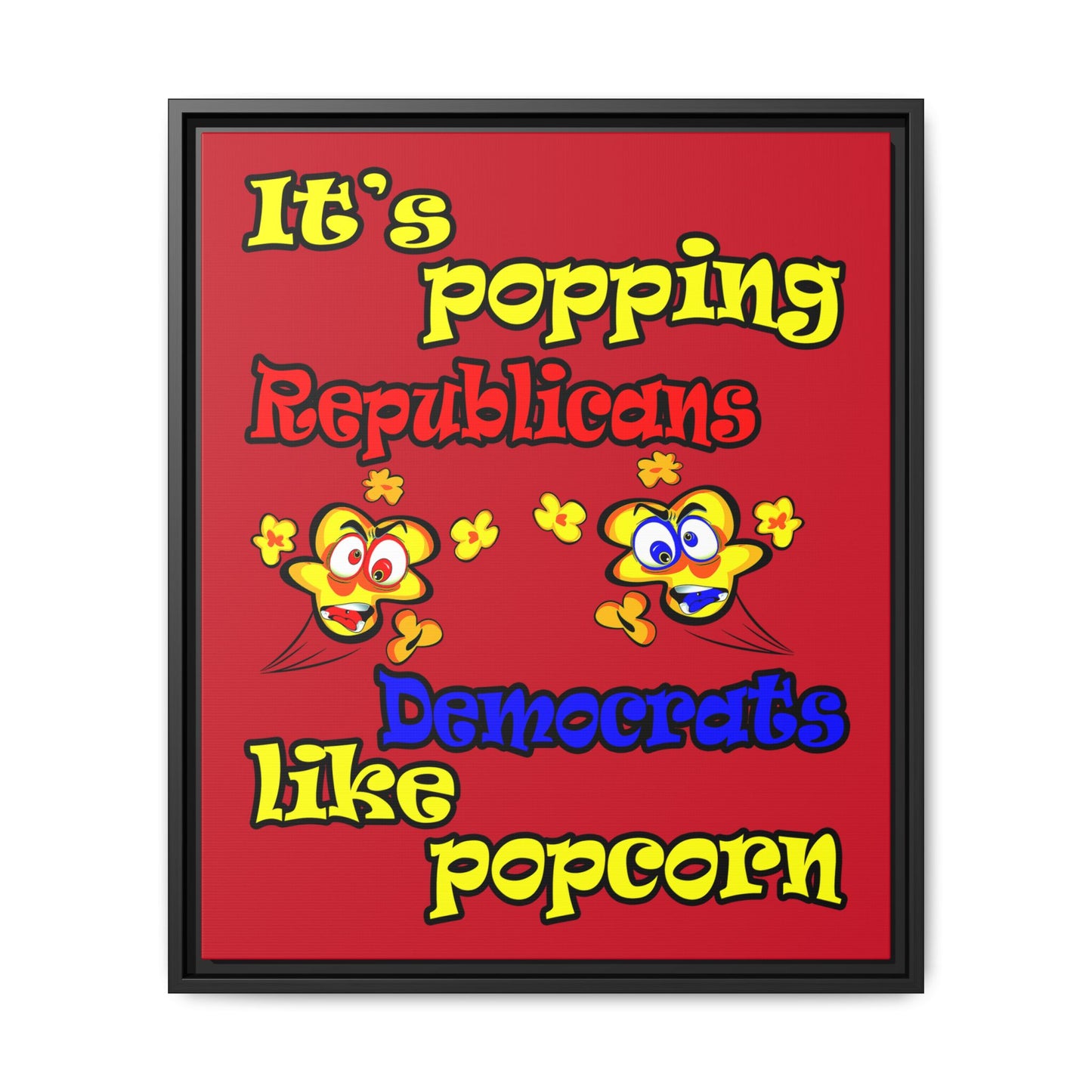 popping like popcorn - framed canvas art (dark red)