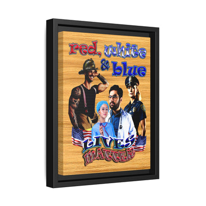 rw&b lives matter - framed canvas art (butterscotch wood finish)