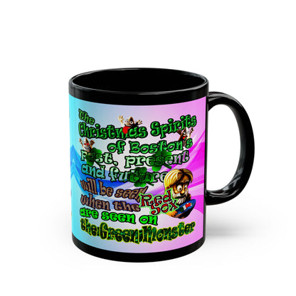 christmas spirits of boston - Black Mug (light blue-pink wave)