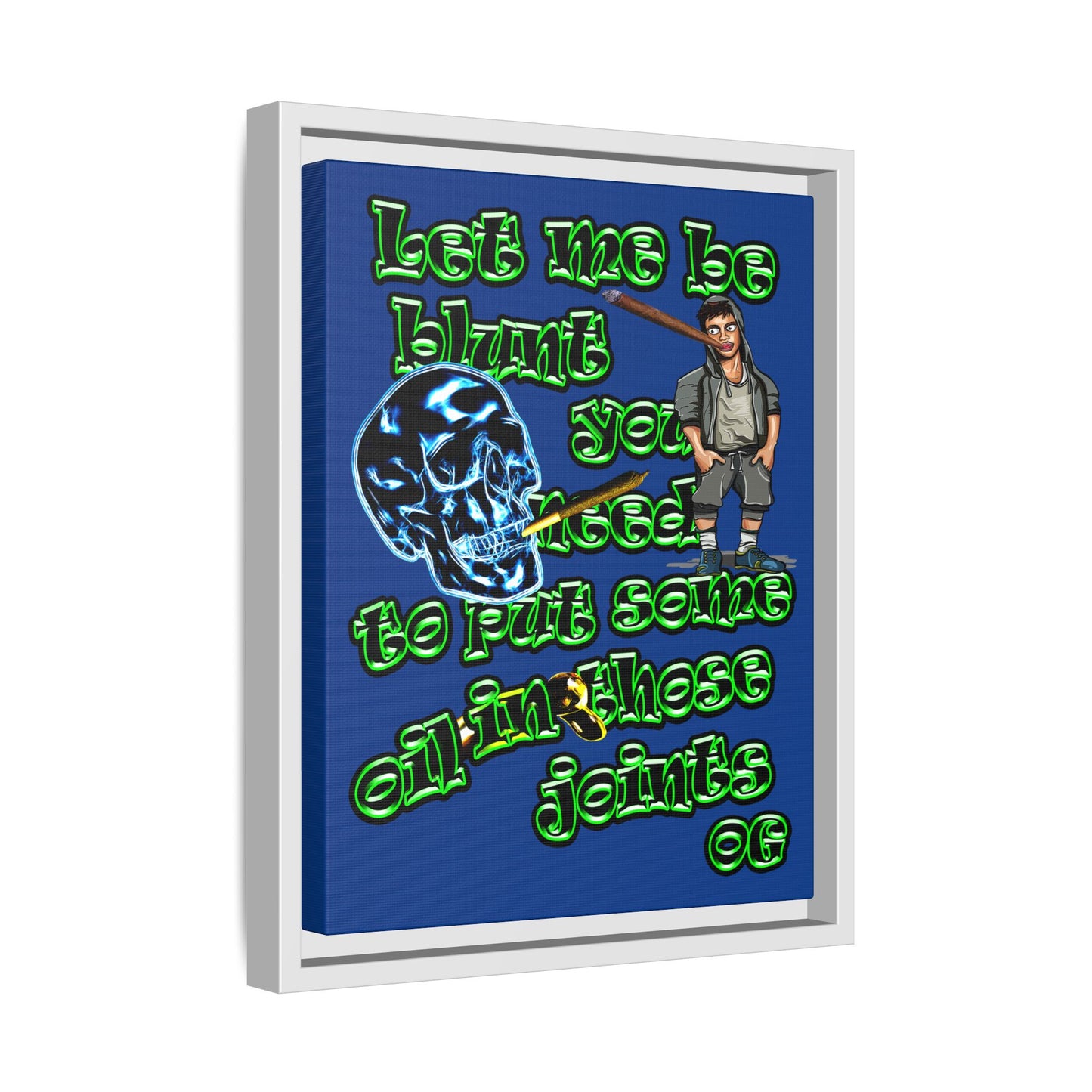 og - framed canvas art (dark blue)