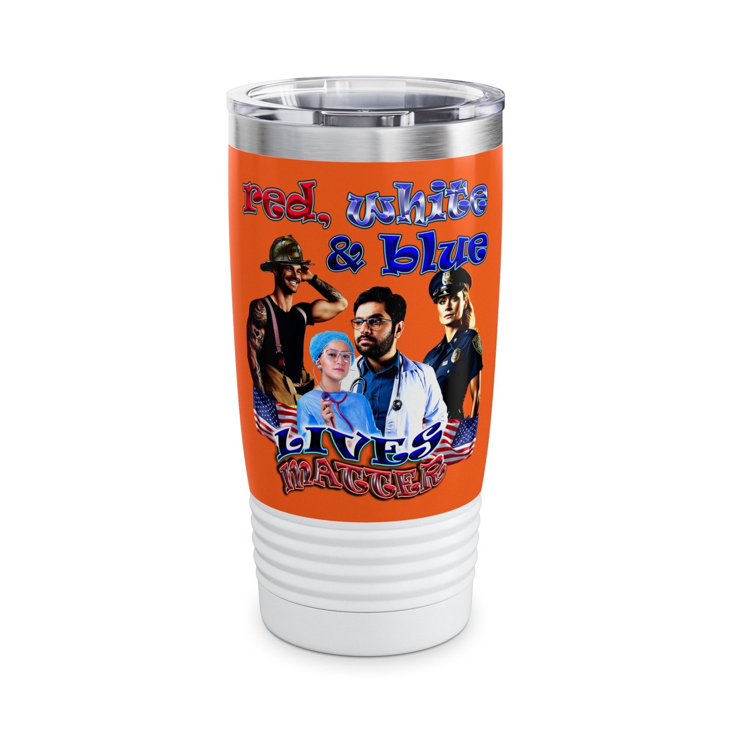 rw&b lives matter - Ringneck Tumbler, 20oz (orange)