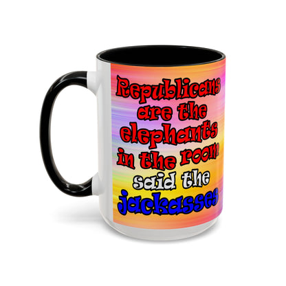 donkeys and elephants - Accent Mug (color blur)