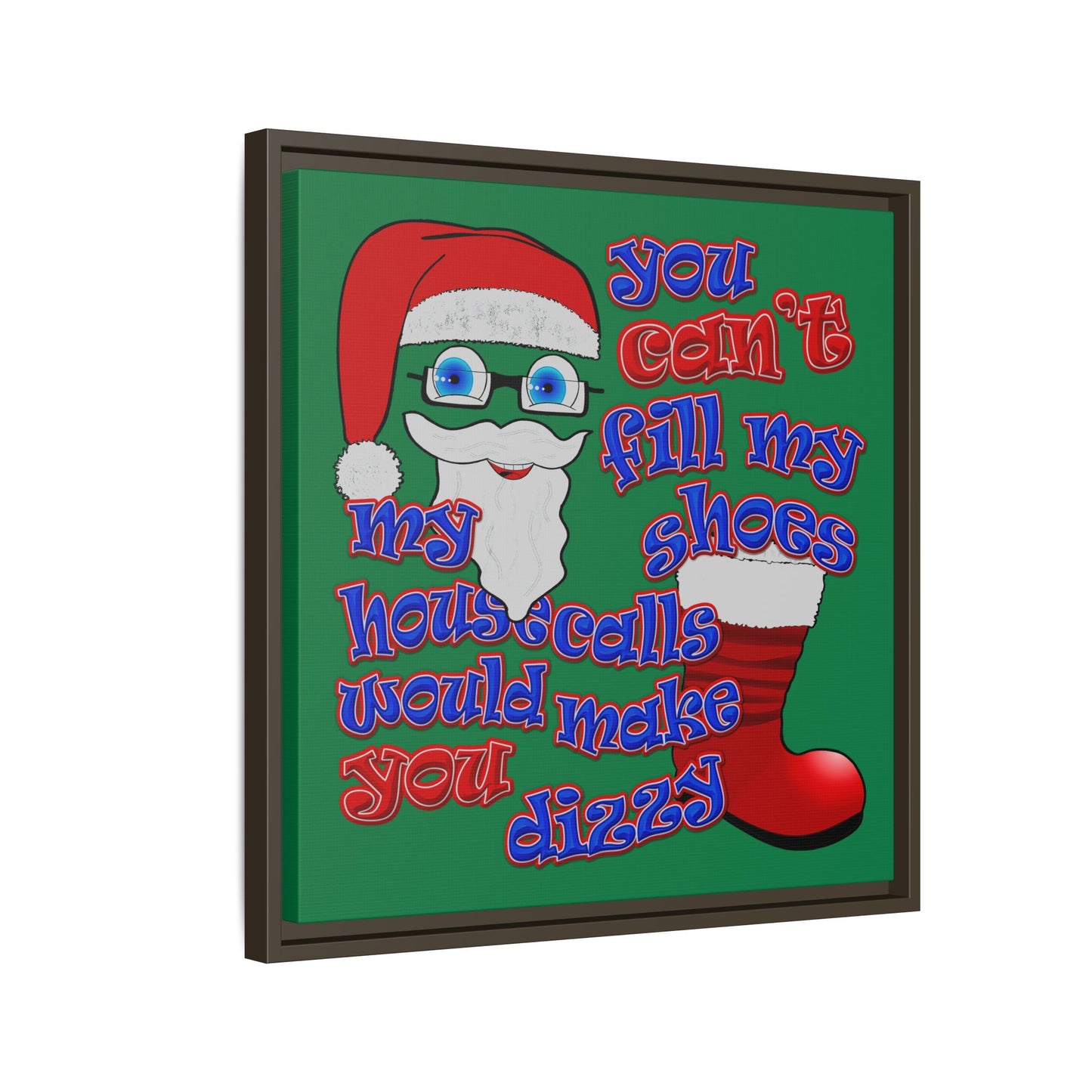santa's shoes - framed canvas art (dark green)