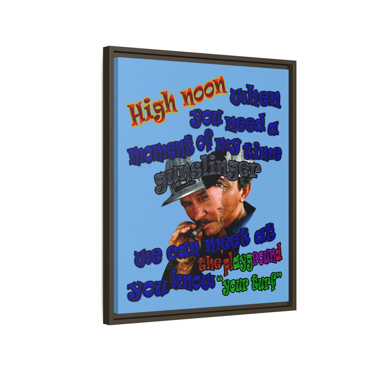 high noon - framed canvas art (light blue)