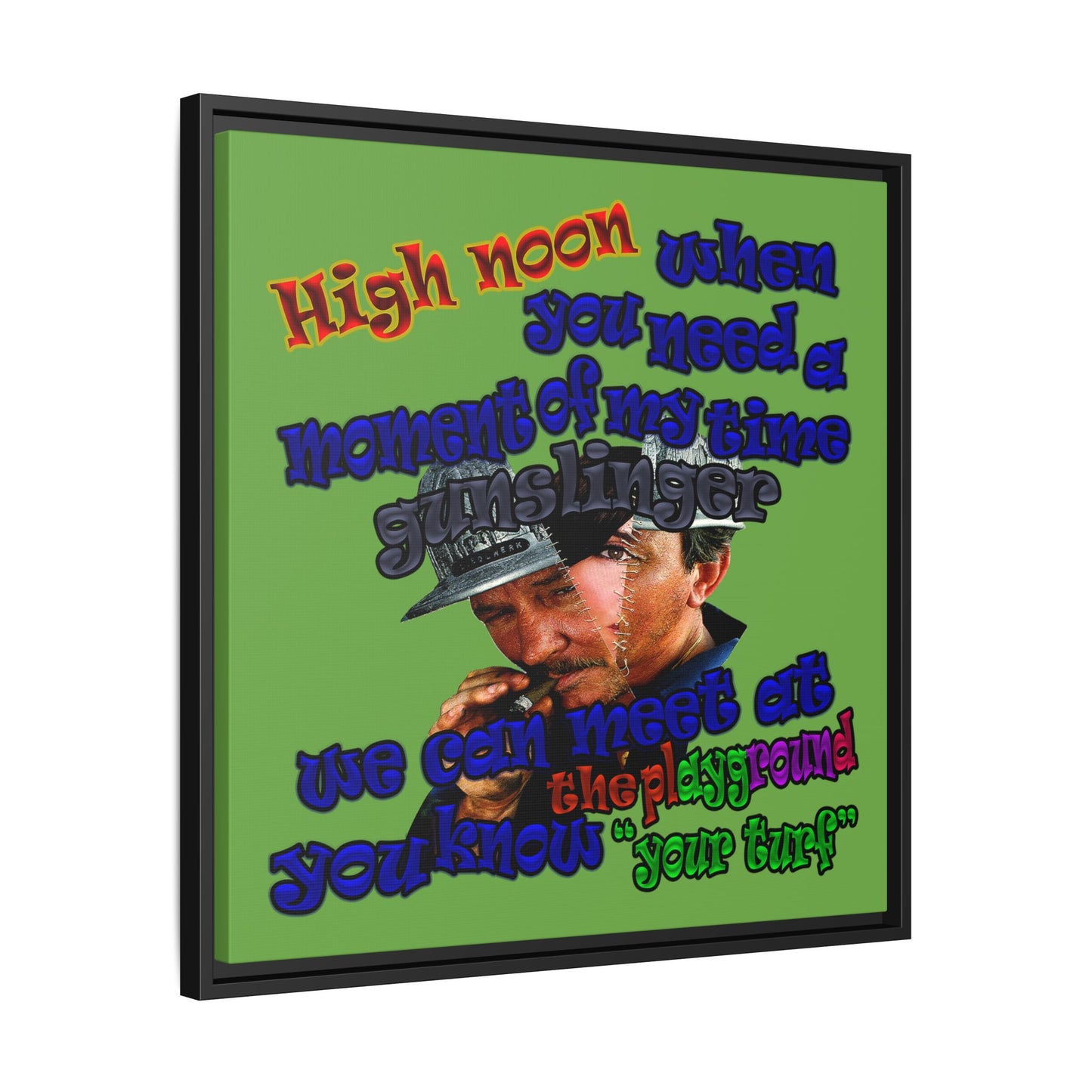 high noon - framed canvas art (green)
