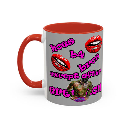 hoes b4 bros - Accent Mug (light grey)