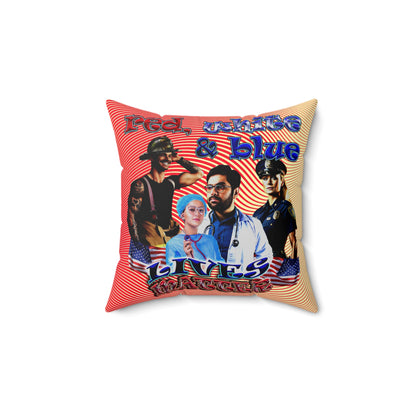 rw&b lives matter - Spun Polyester Square Pillow - (yellow-orange wave)
