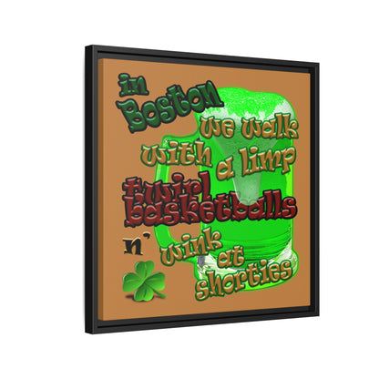 celtics logo - framed canvas art (light brown)