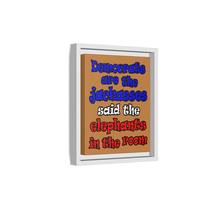 donkeys and elephants - framed canvas art (light brown)