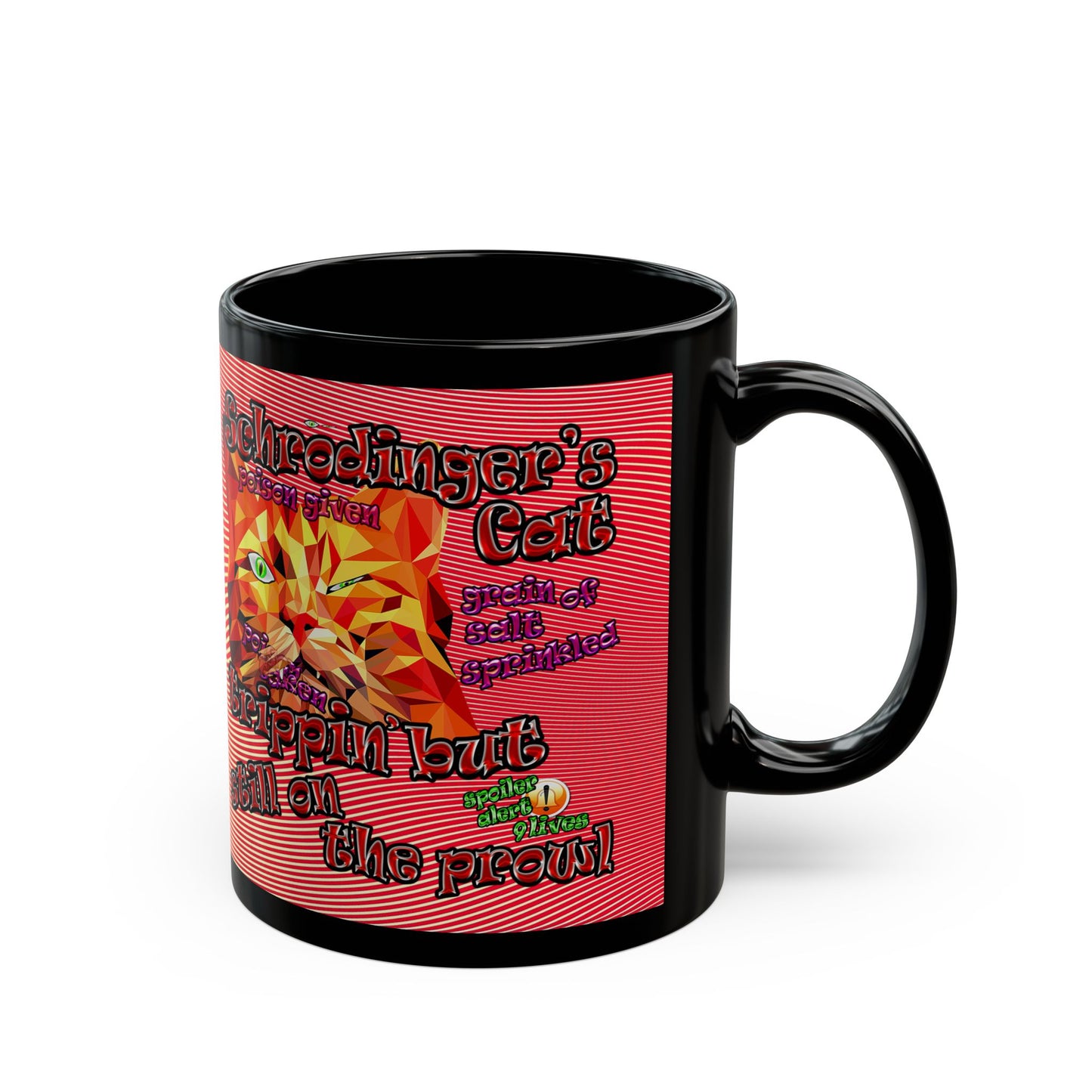 schrodinger's cat - Black Mug (yellow-orange wave)