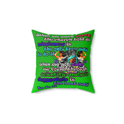 doggystyle - Faux Suede Square Pillow - (logo green)