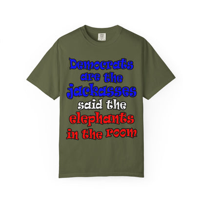 donkeys and elephants - Unisex Garment-Dyed T-shirt