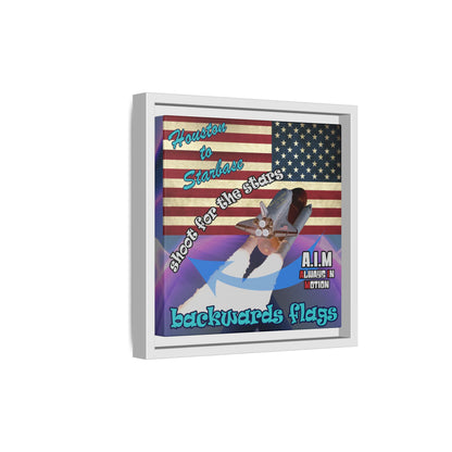 shoot for the stars - framed canvas art (grey-pink wave)