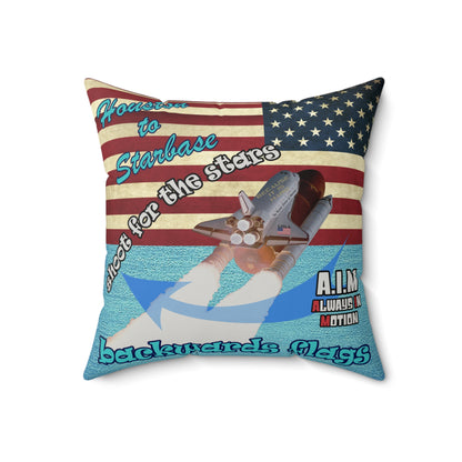 shoot for the stars - Faux Suede Square Pillow - (faded blue)