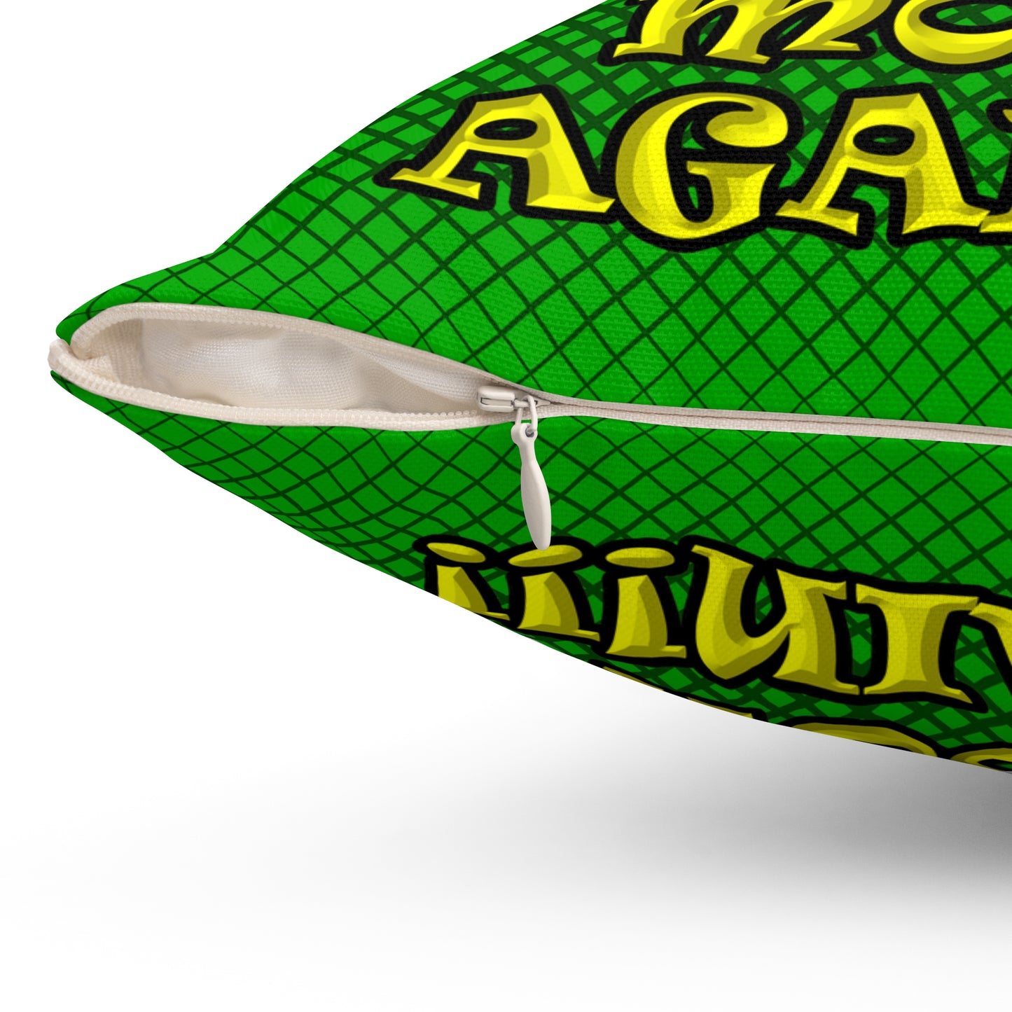 shoot the moon again - Spun Polyester Square Pillow - (logo green)