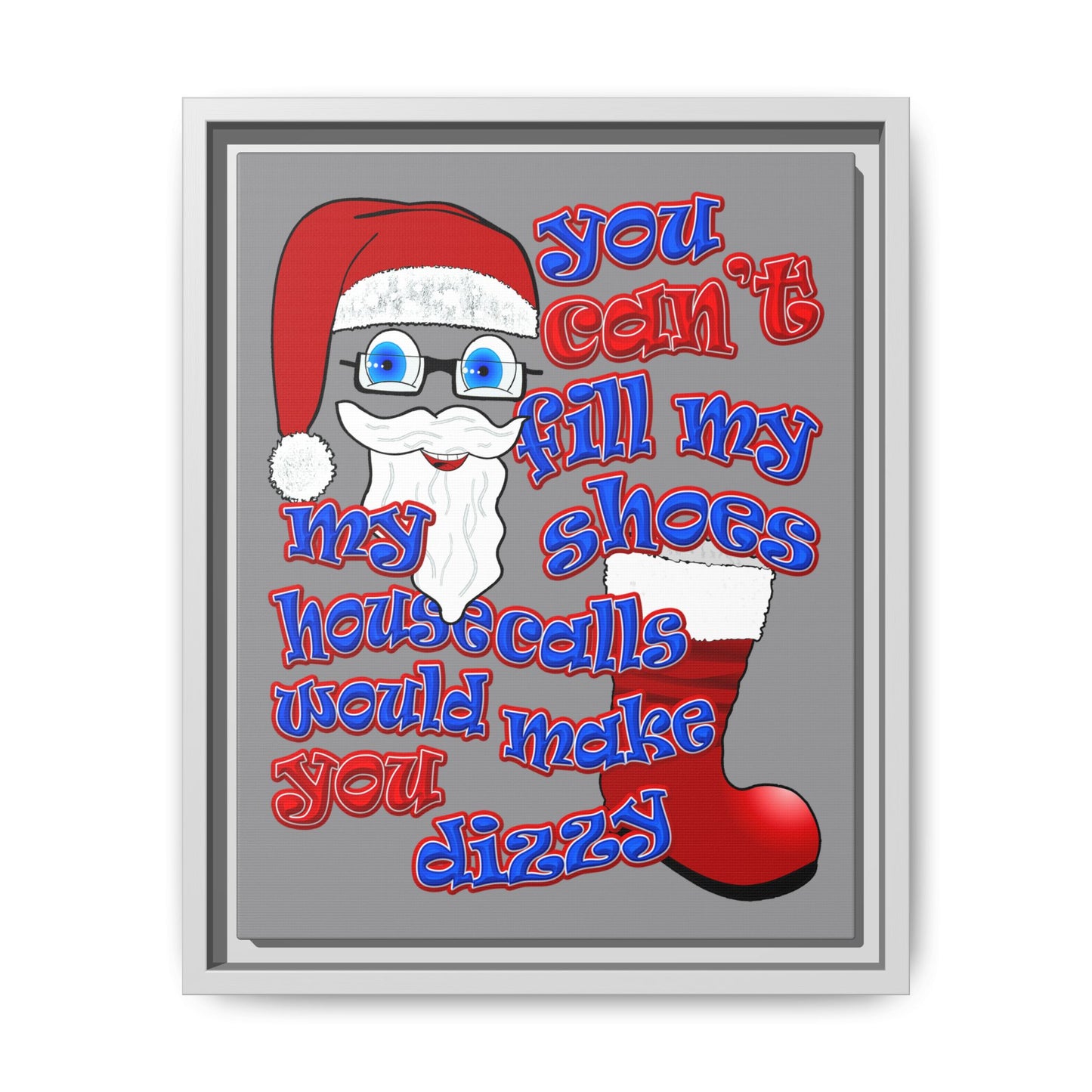 santa's shoes - framed canvas art (grey)