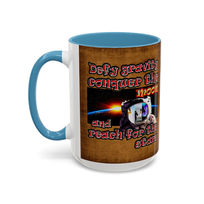 defy conquer reach - Accent Mug (brown papyrus)