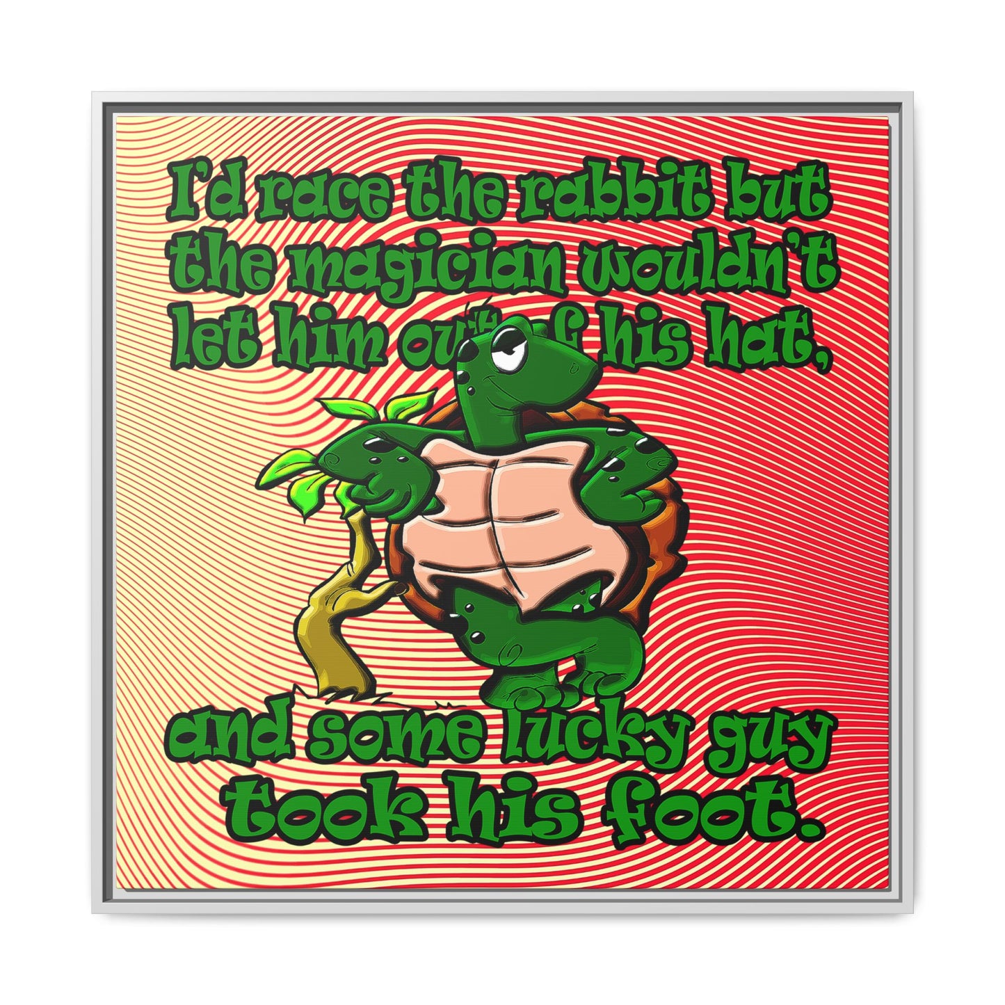 turtle race - framed canvas art (yellow-orange wave)