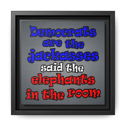 donkeys and elephants - framed canvas art (grey-light grey)