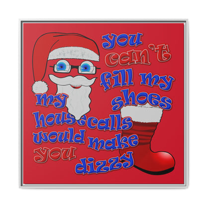 santa's shoes - framed canvas art (dark red)