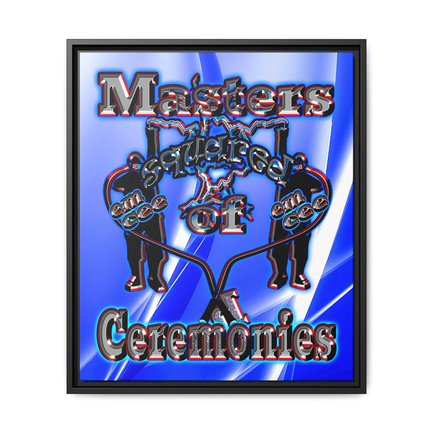 em cee squared - framed canvas art (blue-white wave)