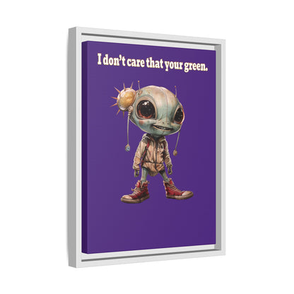 I don't care that your green - framed canvas art (purple)