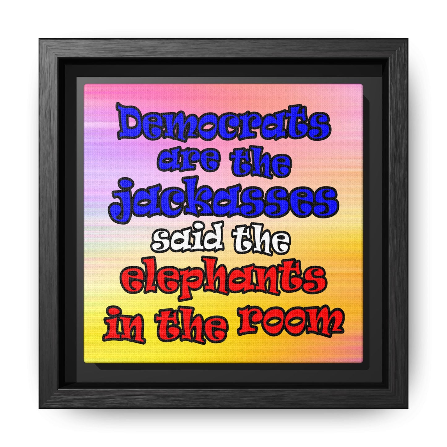 donkeys and elephants - framed canvas art (color blur)