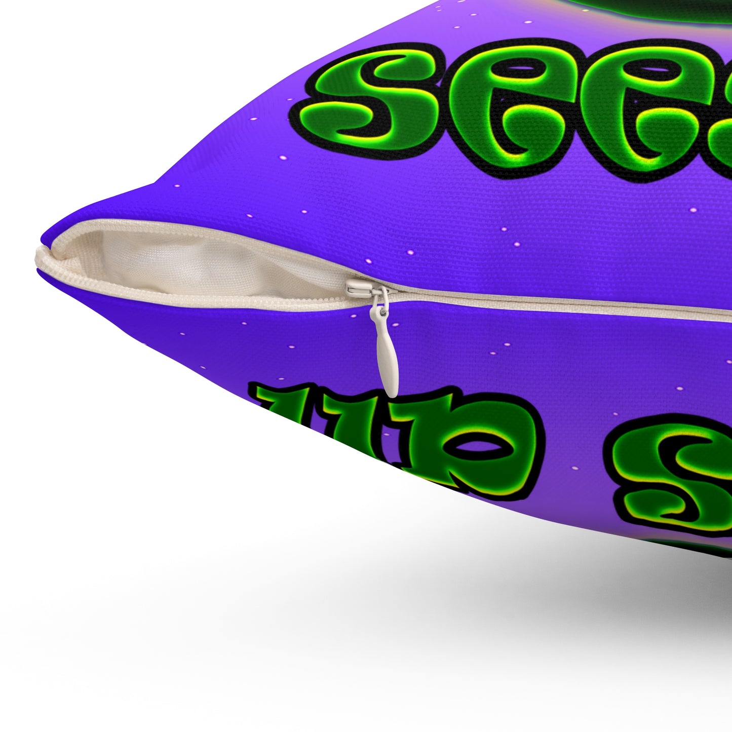 green monster - Spun Polyester Square Pillow - (purple-pink wave)