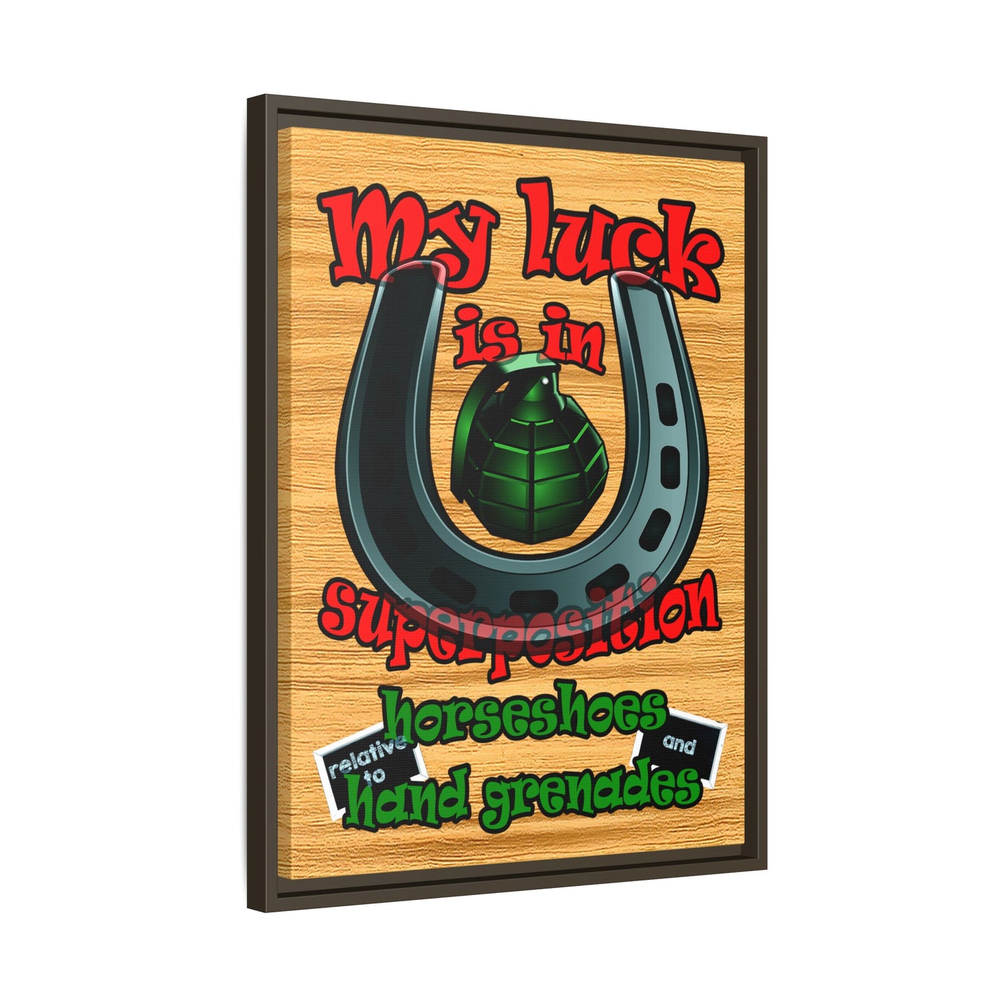 my luck - framed canvas art (butterscotch wood finish)
