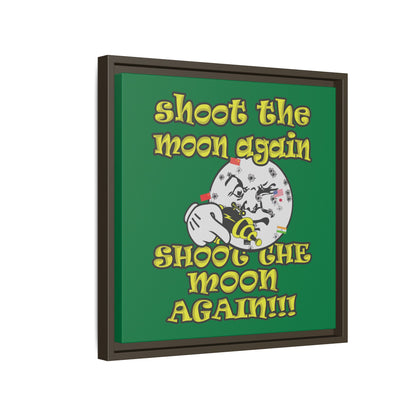 shoot the moon again - framed canvas art (dark green)