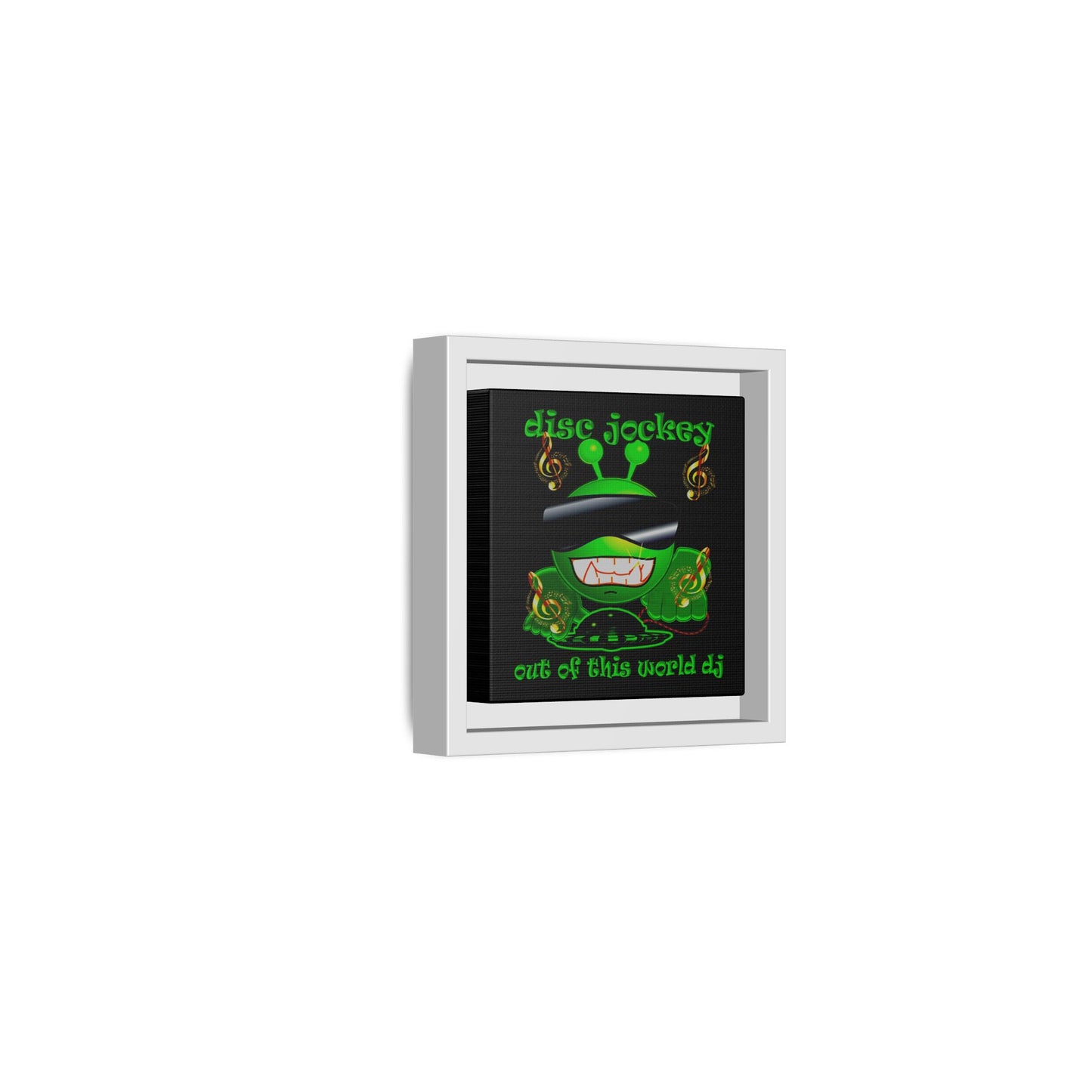 disc jockey - framed canvas art (black)