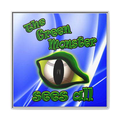 green monster - framed canvas art (blue-white wave)