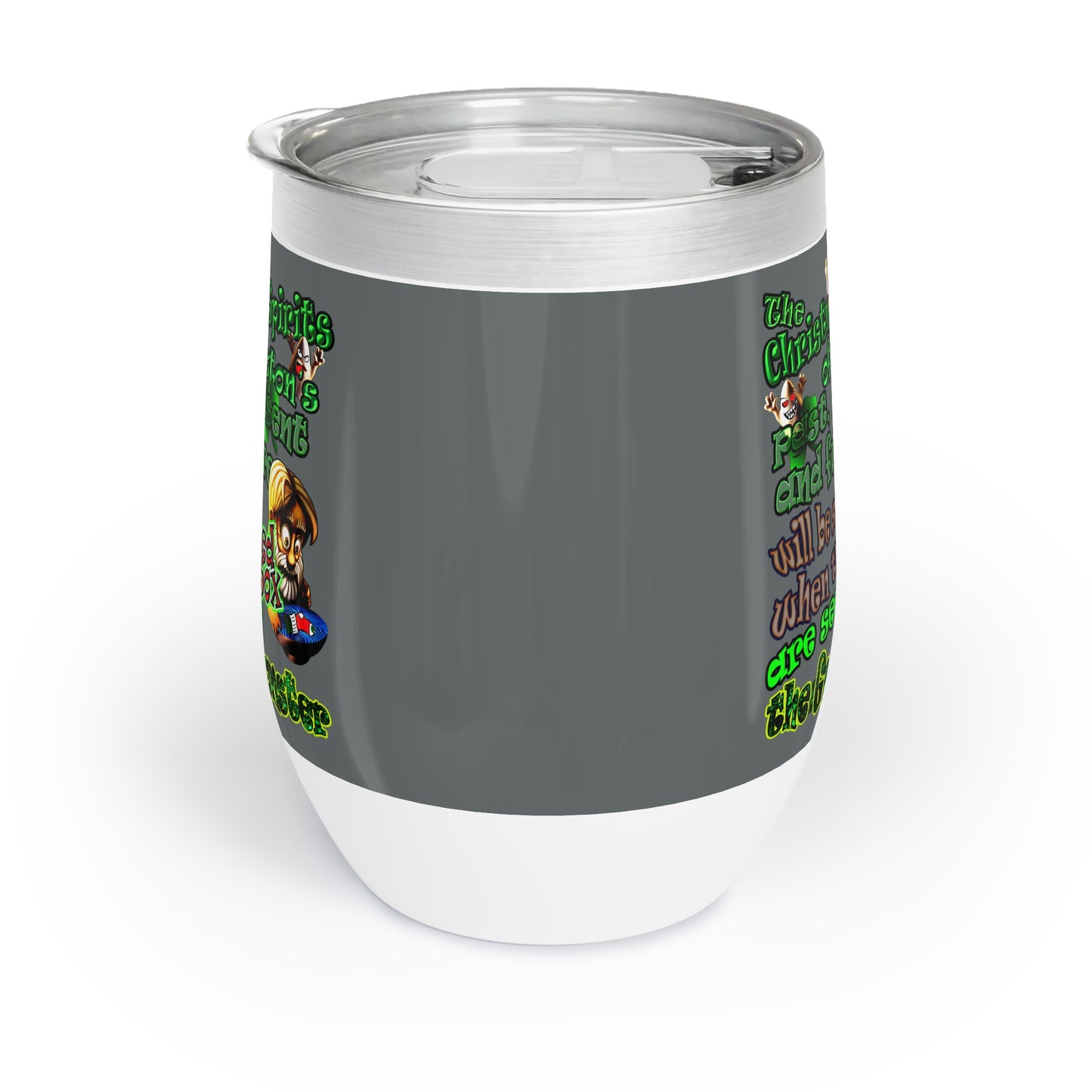 christmas spirits of boston - Chill Wine Tumbler (dark grey)