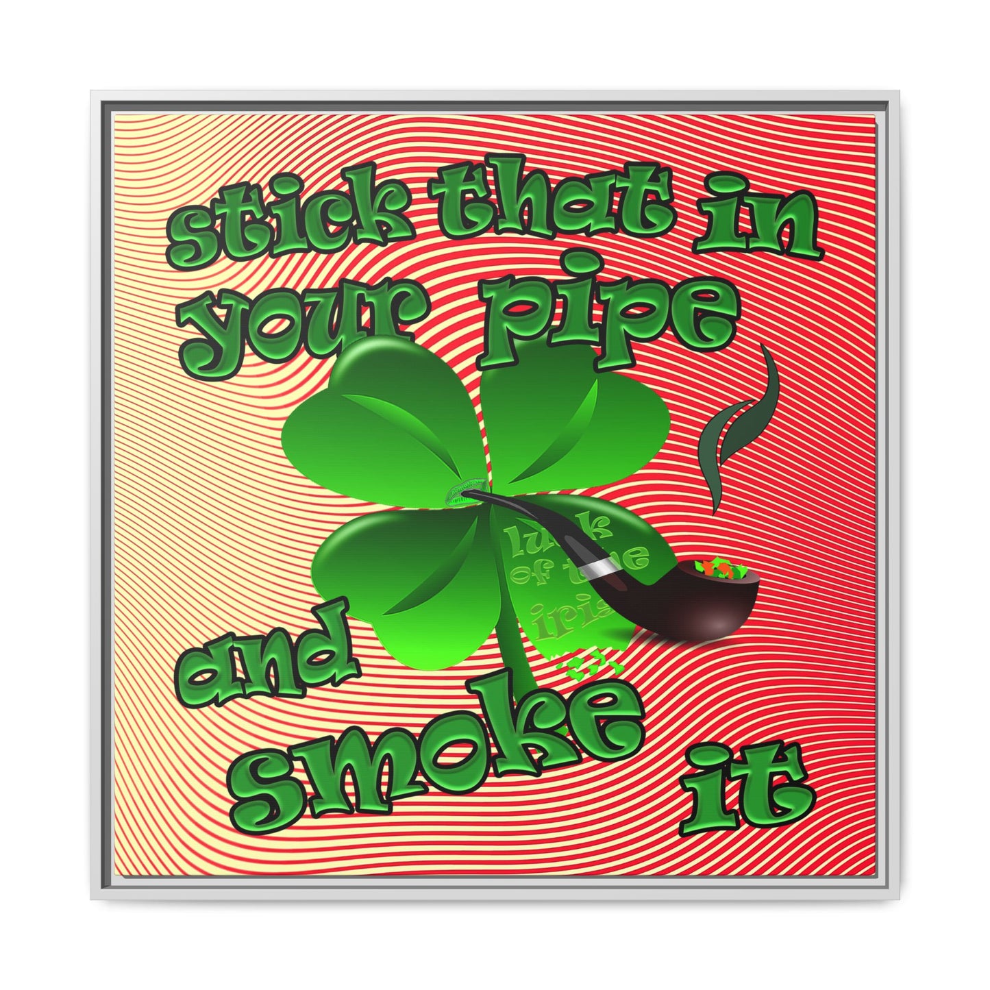 stick that in your pipe and smoke it - framed canvas art (yellow-orange wave)