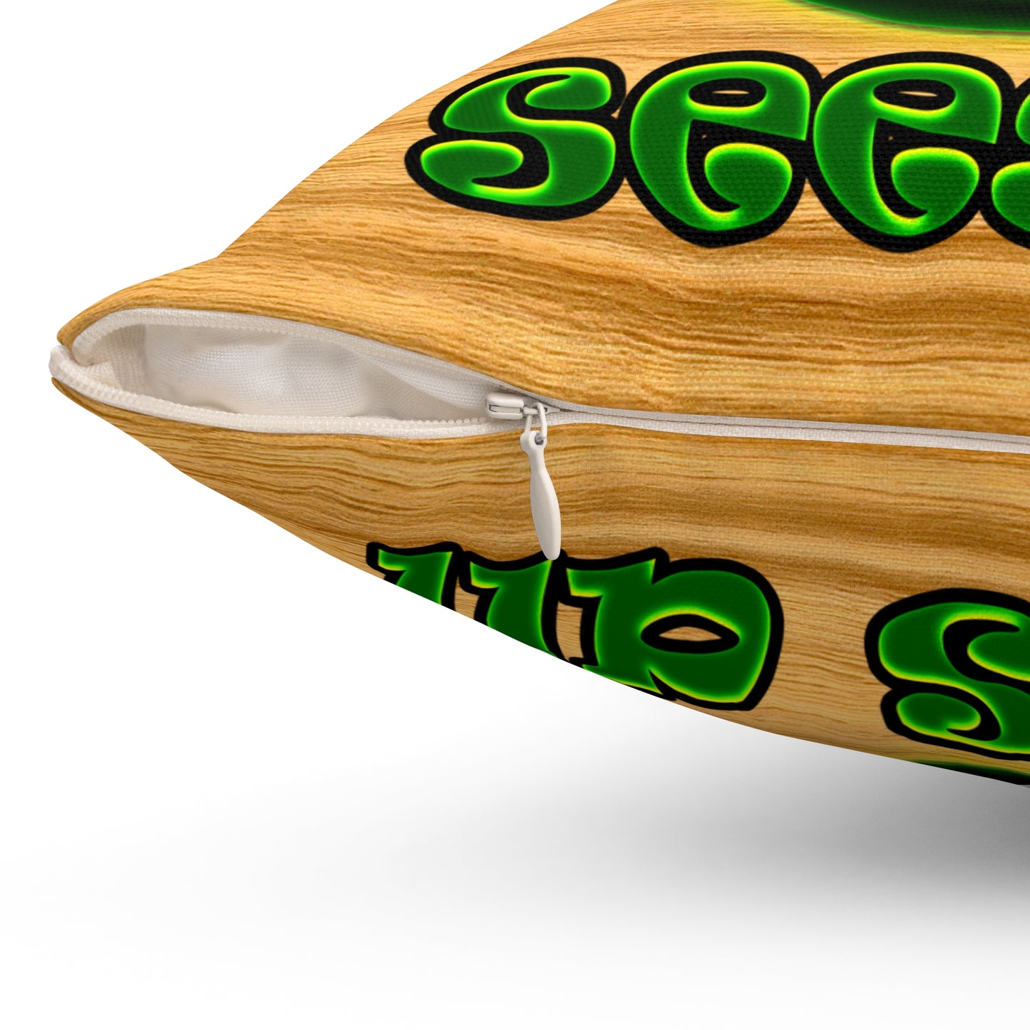 green monster - Spun Polyester Square Pillow - (butterscotch wood finish)