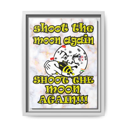shoot the moon again - framed canvas art (white marble)