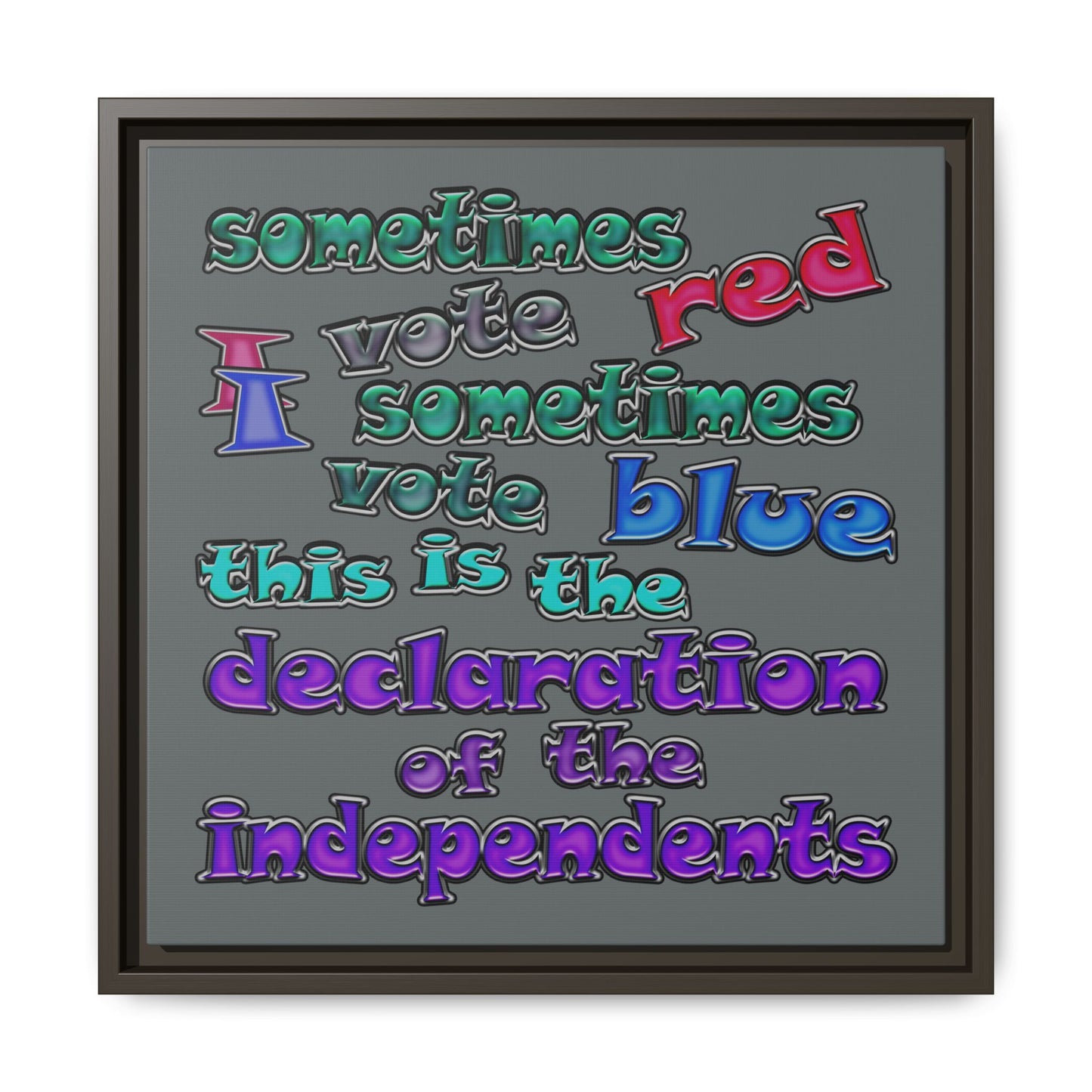 declaration of the independents - framed canvas art (dark grey)