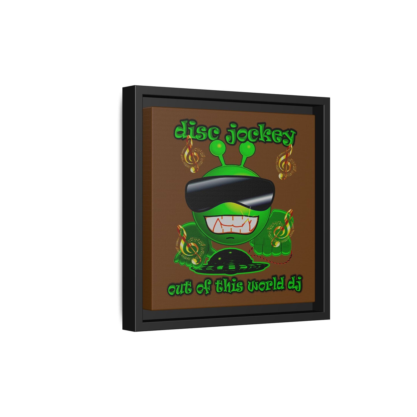 disc jockey - framed canvas art (brown)