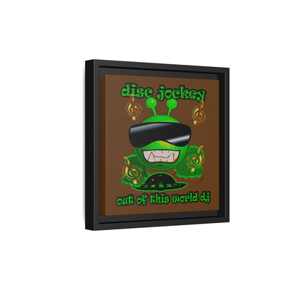 disc jockey - framed canvas art (brown)