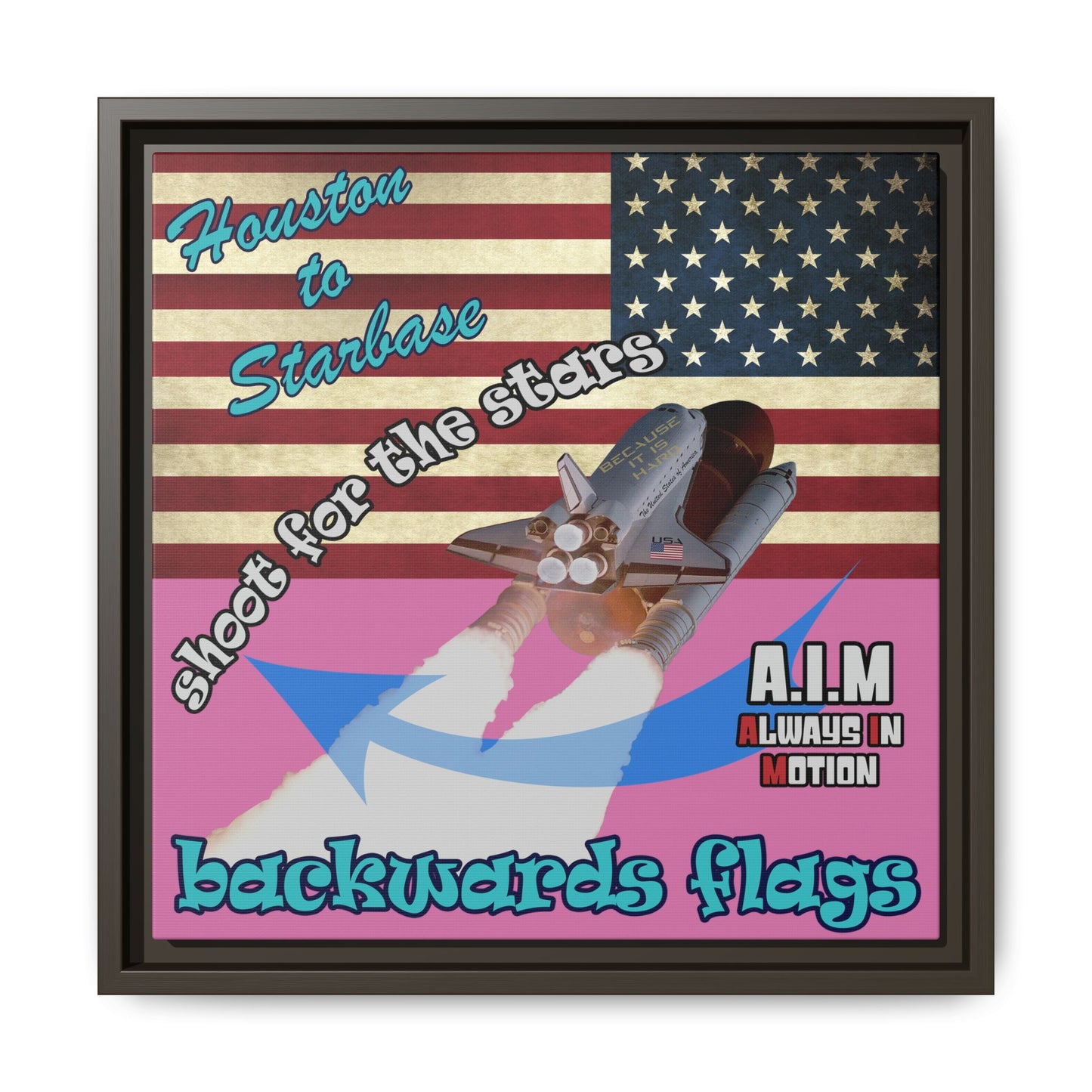 shoot for the stars - framed canvas art (light pink)