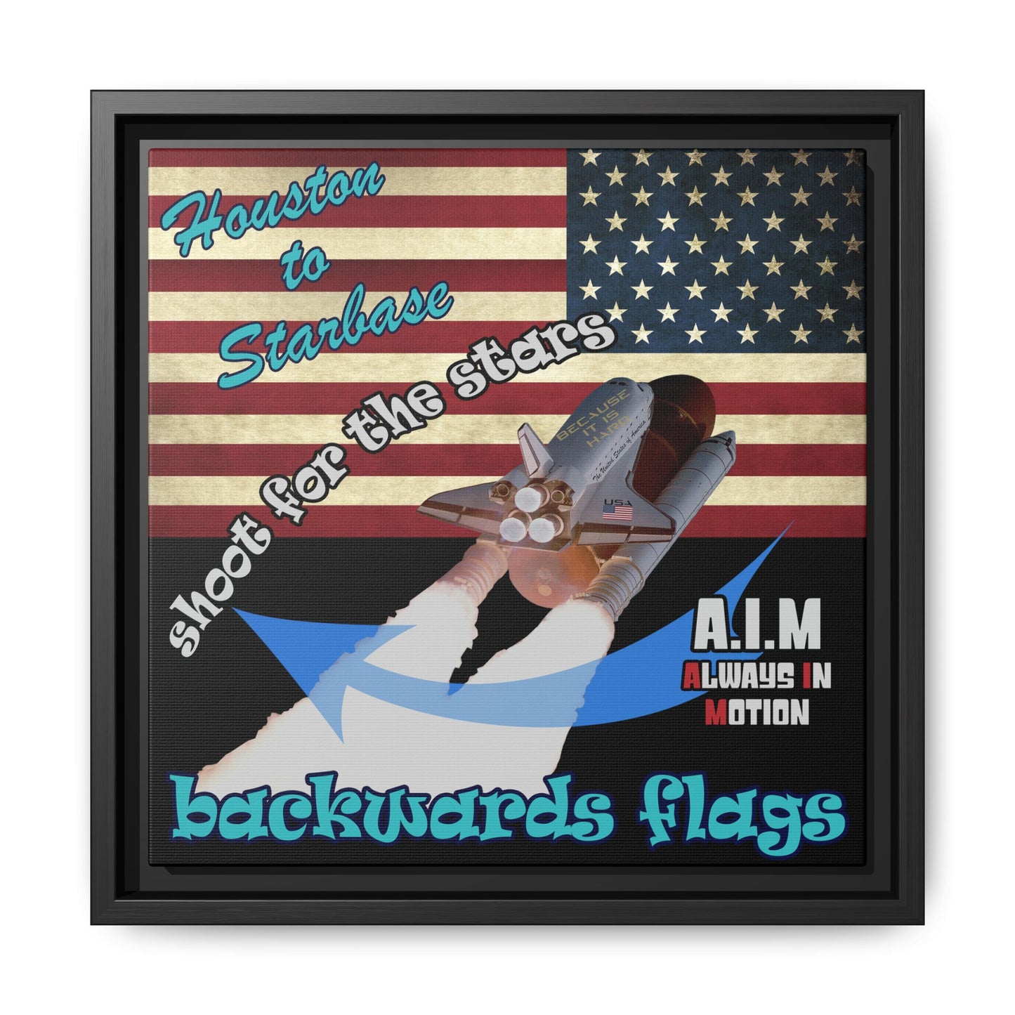 shoot for the stars - framed canvas art (black)