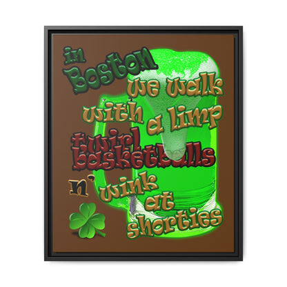 celtics logo - framed canvas art (brown)