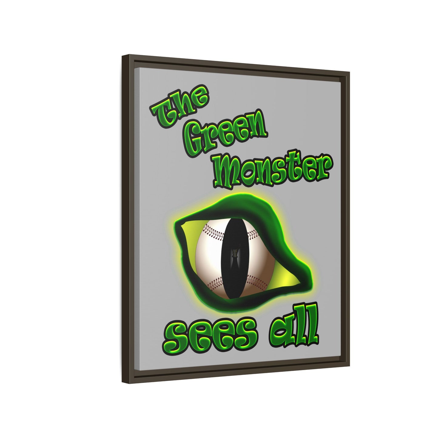 green monster - framed canvas art (light grey)