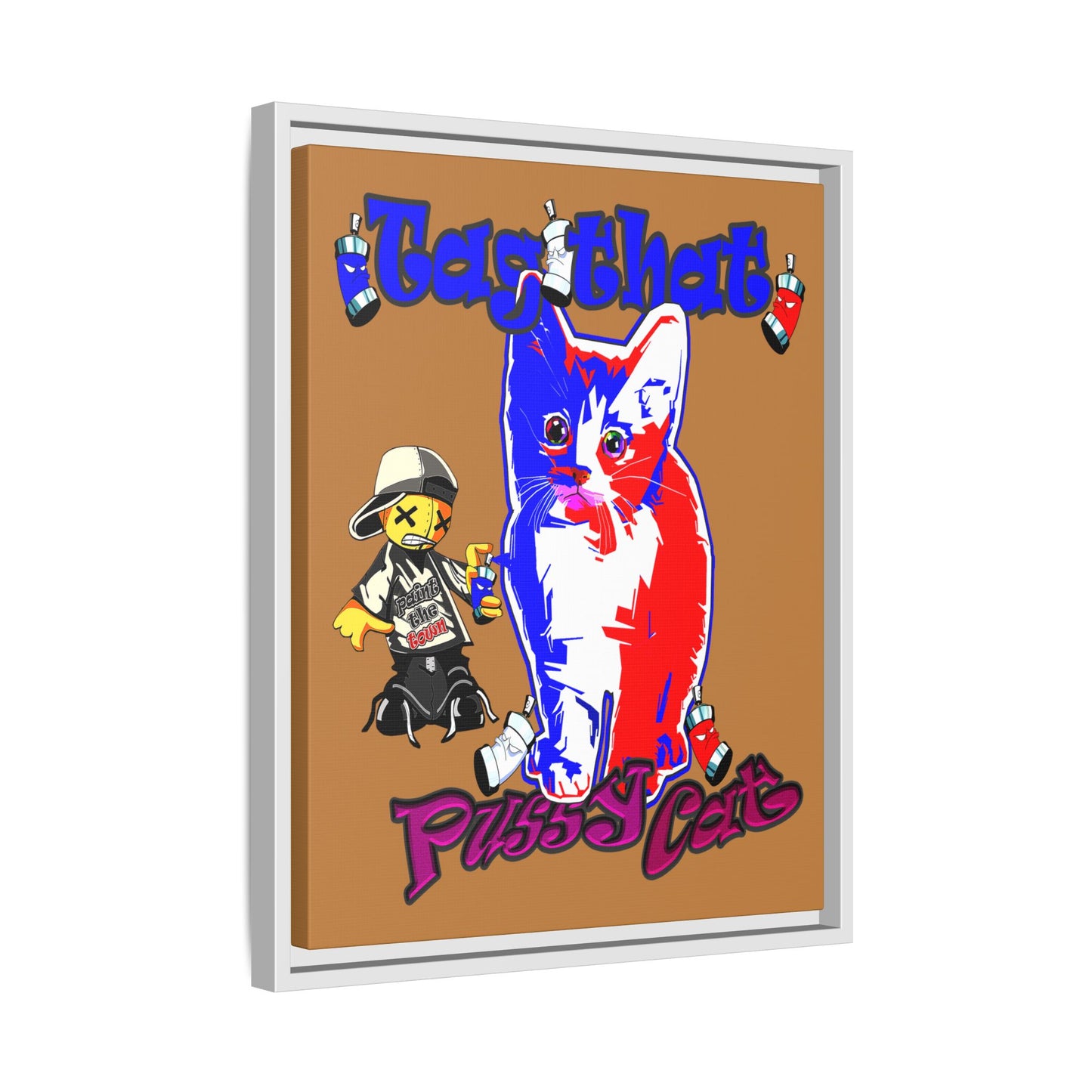 tag that - framed canvas art (light brown)